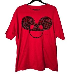 deadmau5 T Shirt Mens XL Red Circuit Board Logo EDM DJ Graphic Music Rave Tee